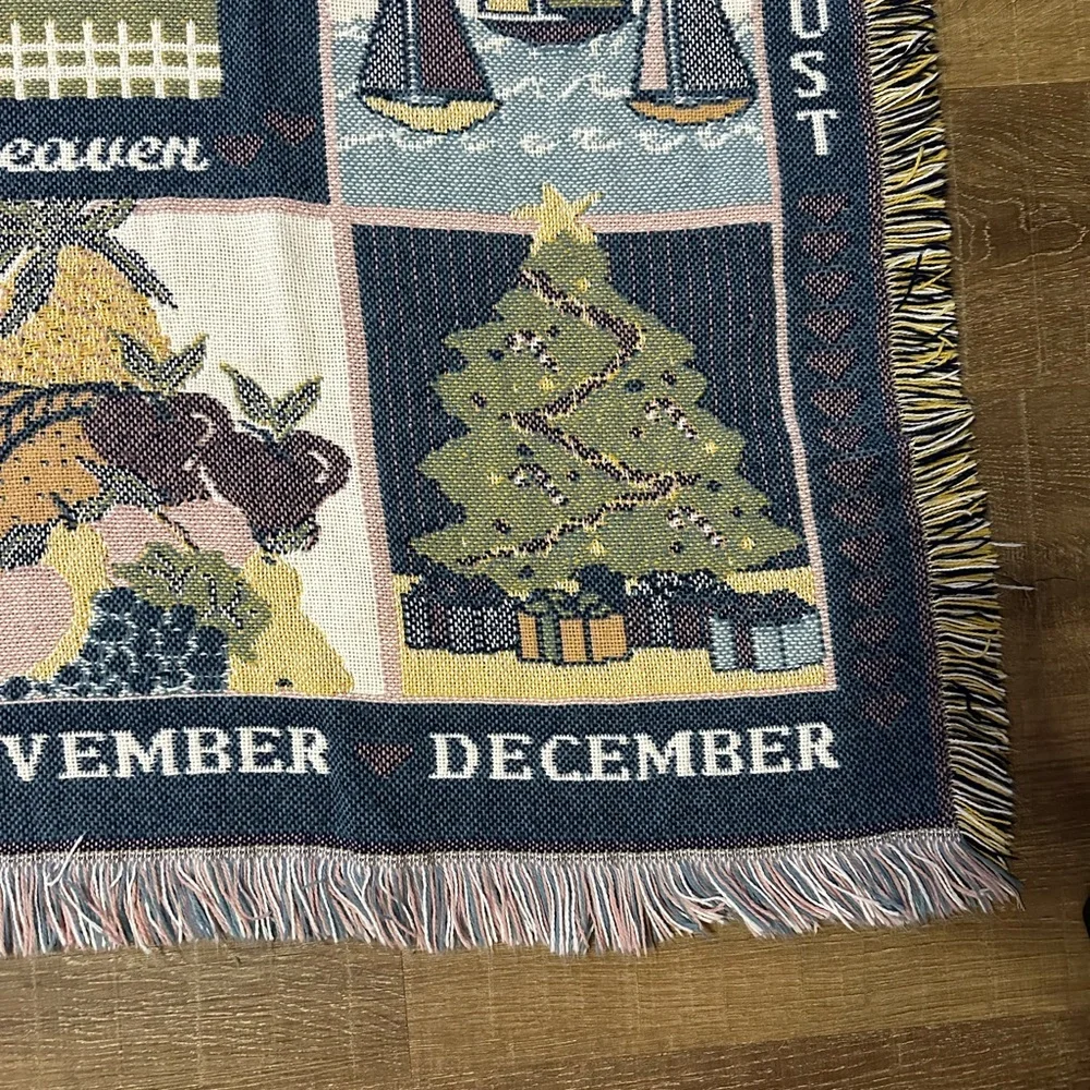 Seasonal Vintage Home Interior l Holiday Tapestry Blanket